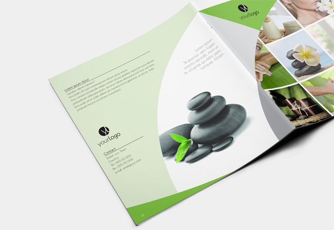 Mẫu thiết kế brochure Spa màu xanh thiên nhiên