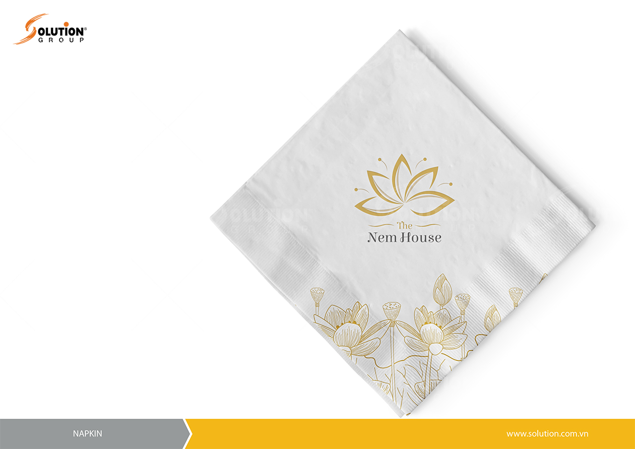 thiết kế logo nhà hàng The Nem House trên khăn ăn