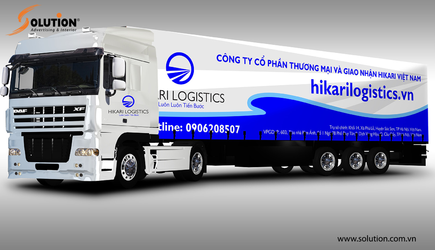 Mẫu thiết kế decal dán thùng xe tải lớn Công ty Hikari Việt Nam