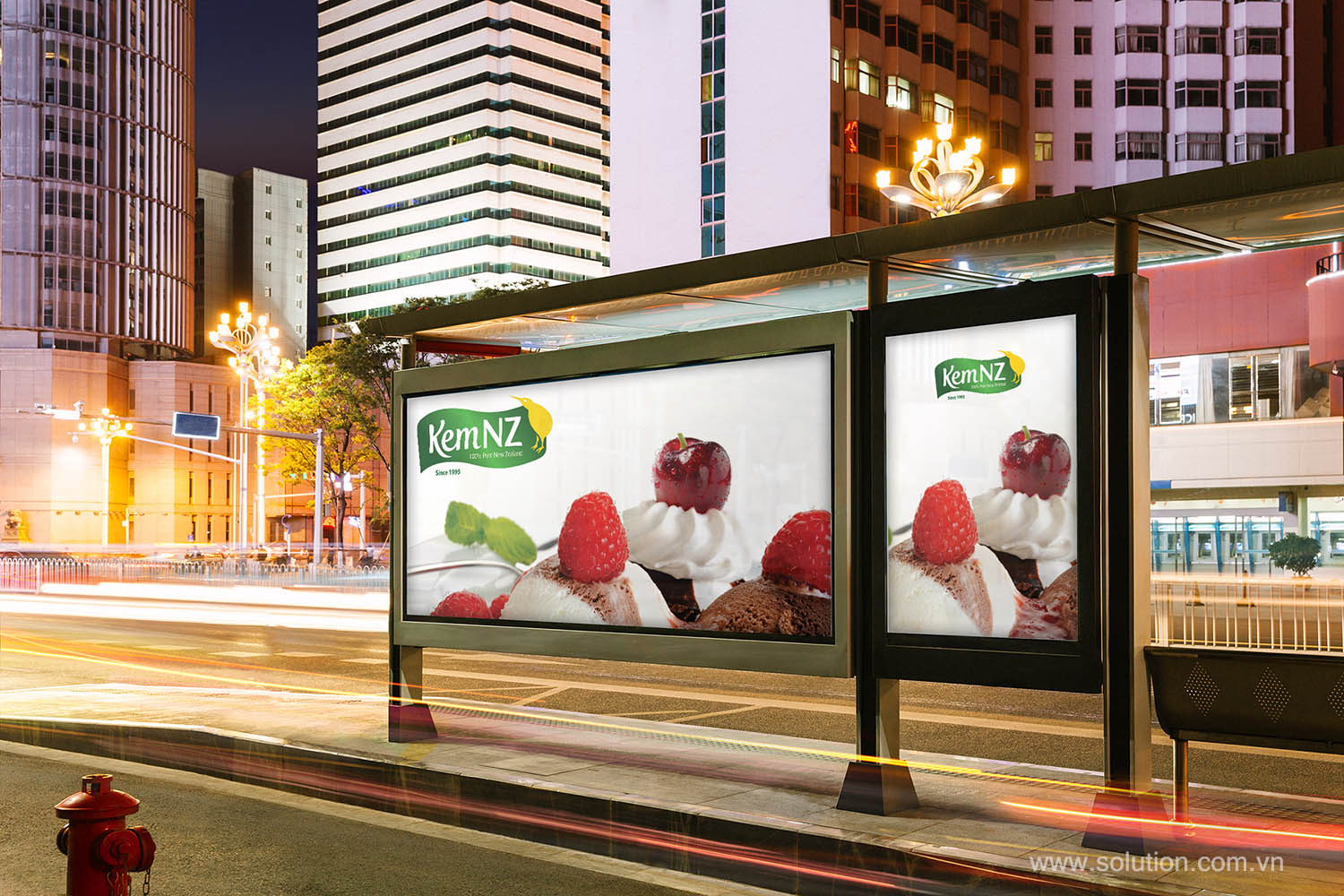 Mẫu thiết kế biển quảng cáo cửa hàng kem NZ ở nhà chờ xe bus