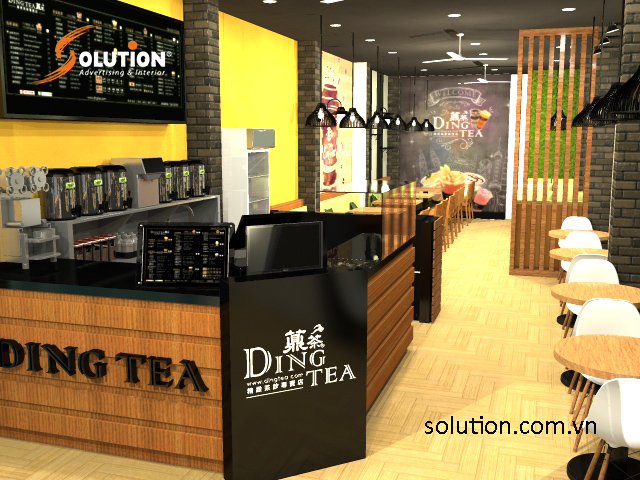 Thiết kế và thi công nội thất quán trà sữa Ding tea
