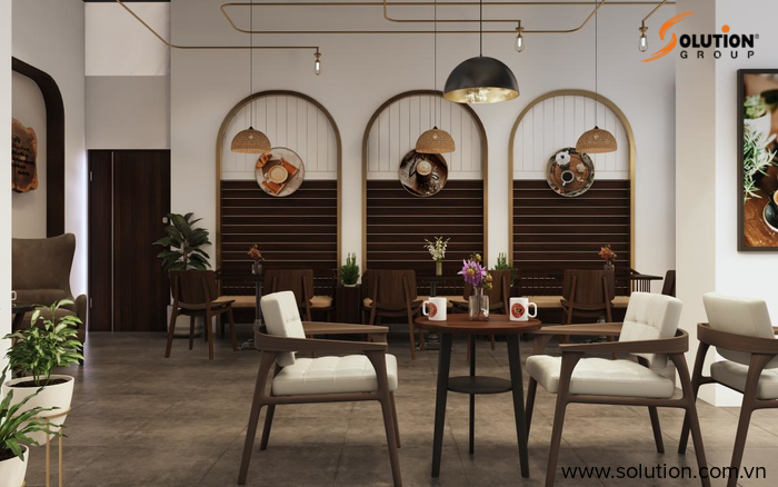 Thiết kế 3d quán cafe phong cách tân hoàng gia cổ điển Hà Nội