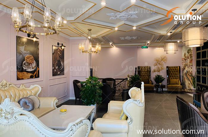 Thiết kế thi công nội thất phong cách tân hoàng gia cổ điển quán cafe Hà Nội