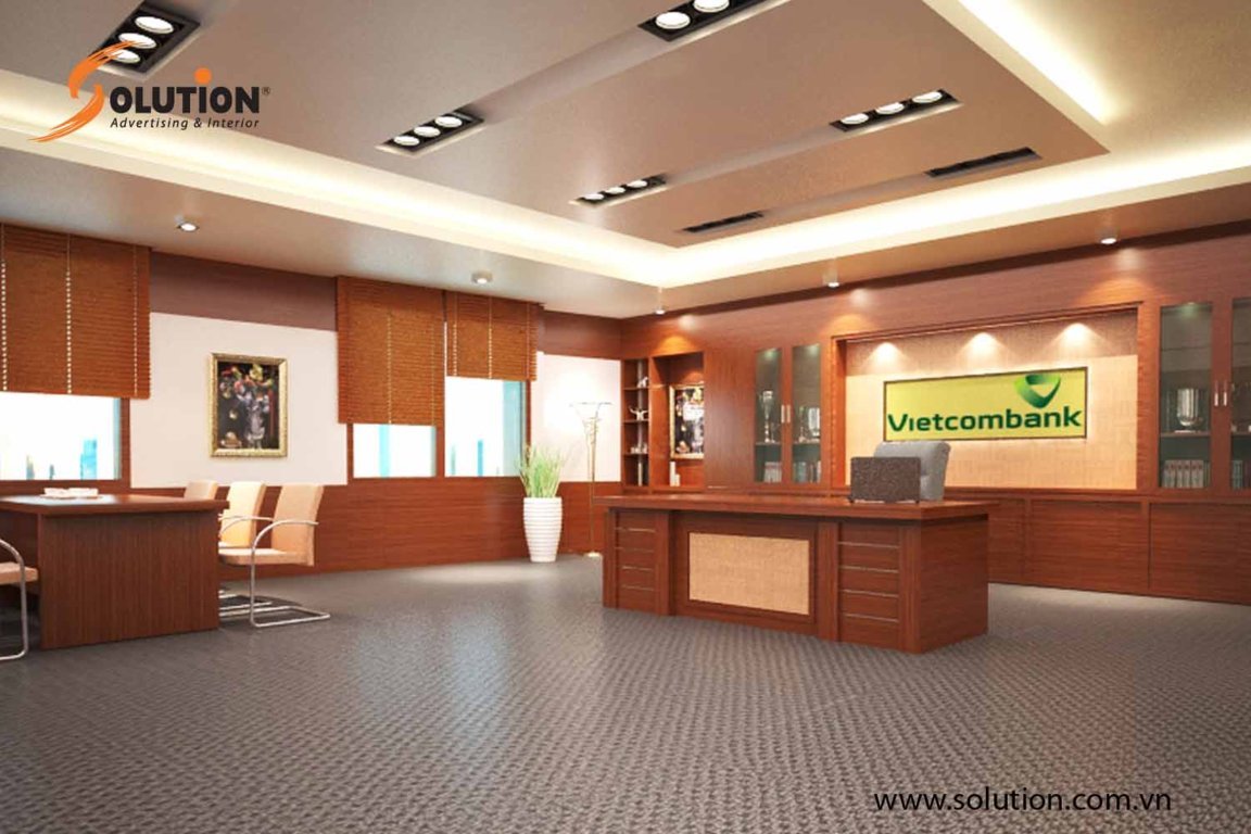 Thiết kế thi công nội thất văn phòng làm việc ngân hàng Vietcombank