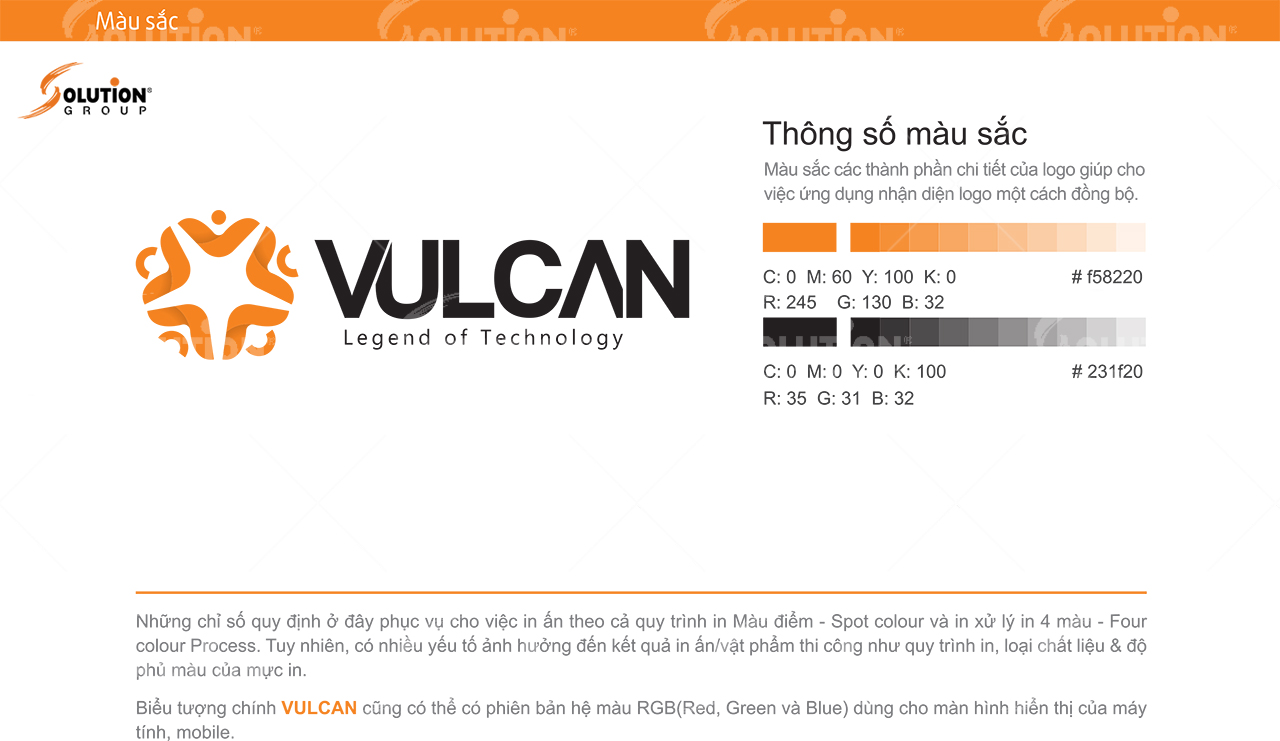 quy trình thiết kế logo VULCAN về quy định màu sắc
