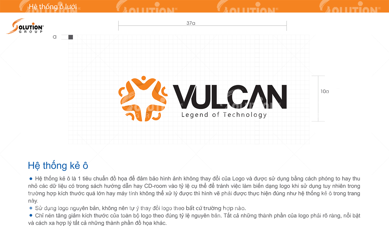 quy trình thiết kế logo VULCAN về tỷ lệ kích thước