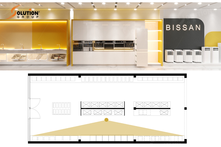 Thiết kế nội thất showroom thiết bị bếp và máy lọc nước Bissan hiện đại