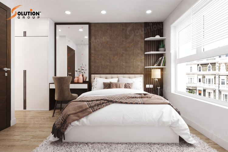 Thiết kế nội thất phòng ngủ căn hộ chung cư hiện đại