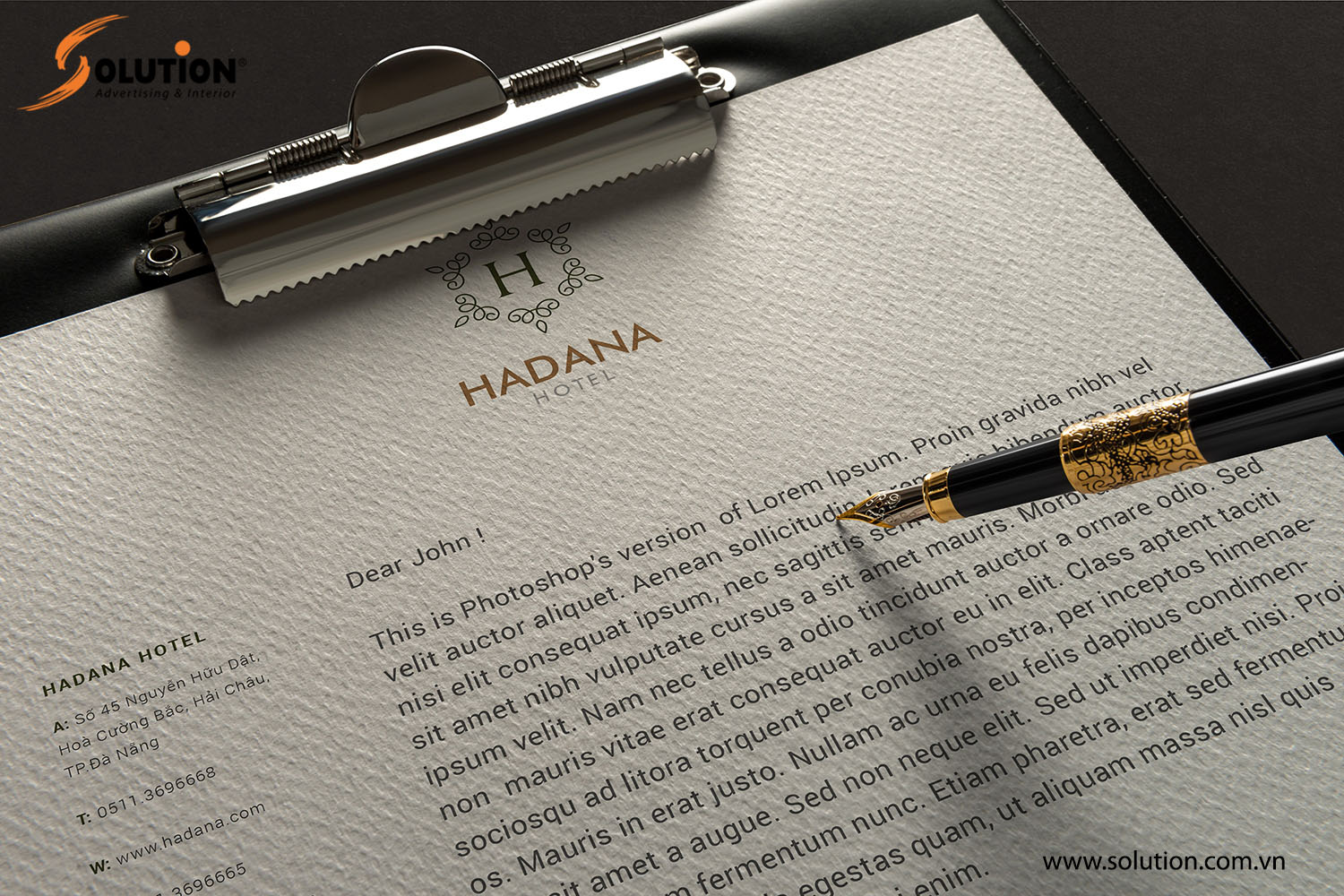 Mẫu tiêu đề thư trong thiết kế bộ nhận diện thương hiệu Khách sạn Hadana