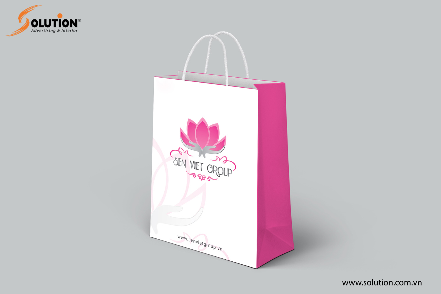 Mẫu thiết kế giấy túi đựng đồ trong bộ nhận diện thương hiệu Công ty Sen Việt Group