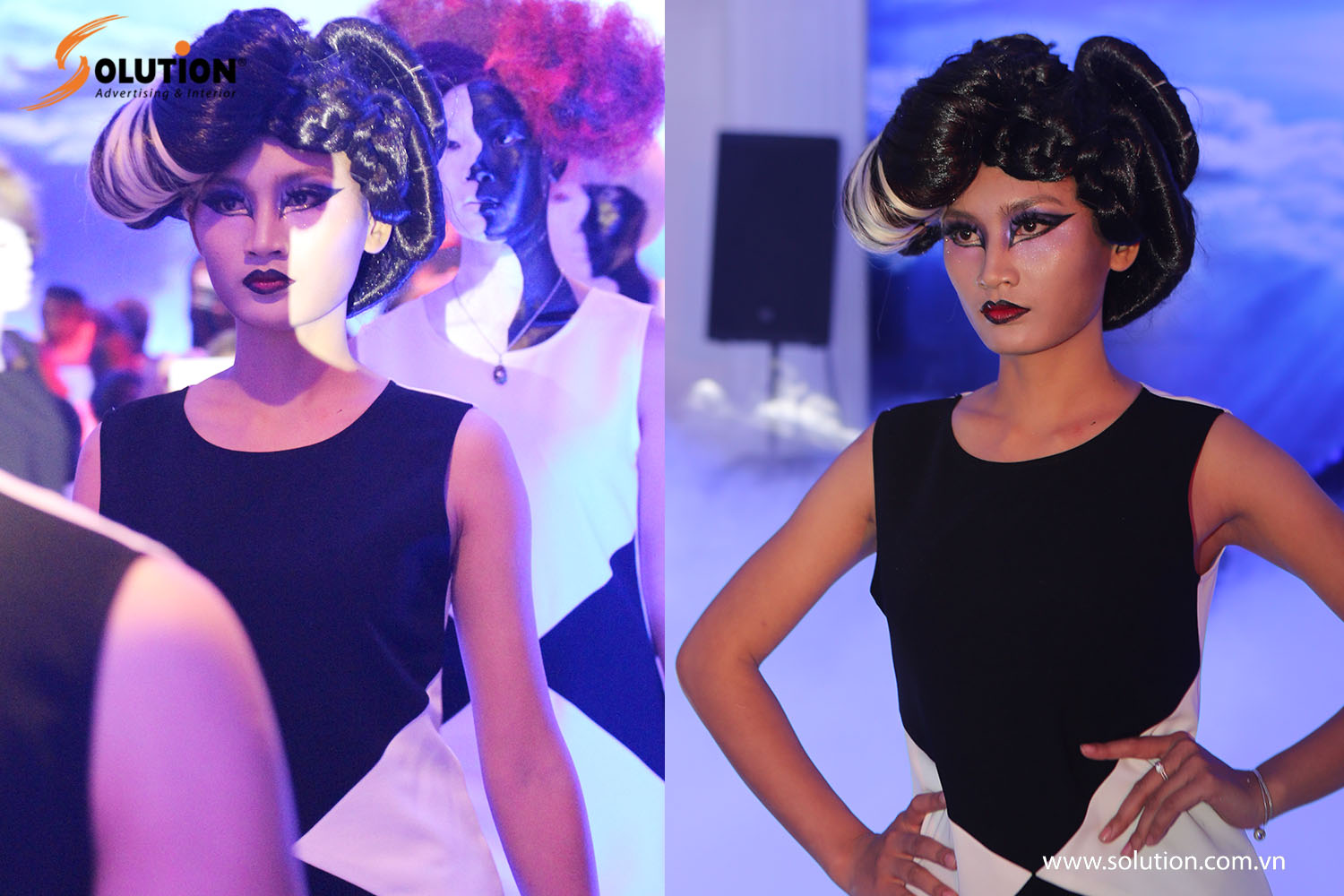 Những mẫu tóc được thiết kế bởi nhà tạo mẫu tóc Toni Hiếu với 2 mầu chủ đạo đen và trắng