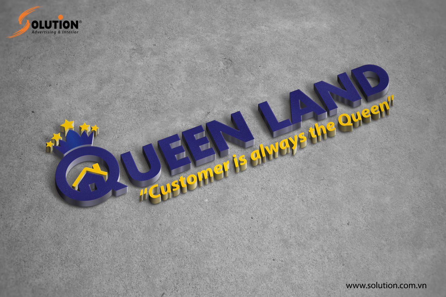 Mẫu thiết kế logo trong bộ nhận diện thương hiệu Sàn BĐS Queenland