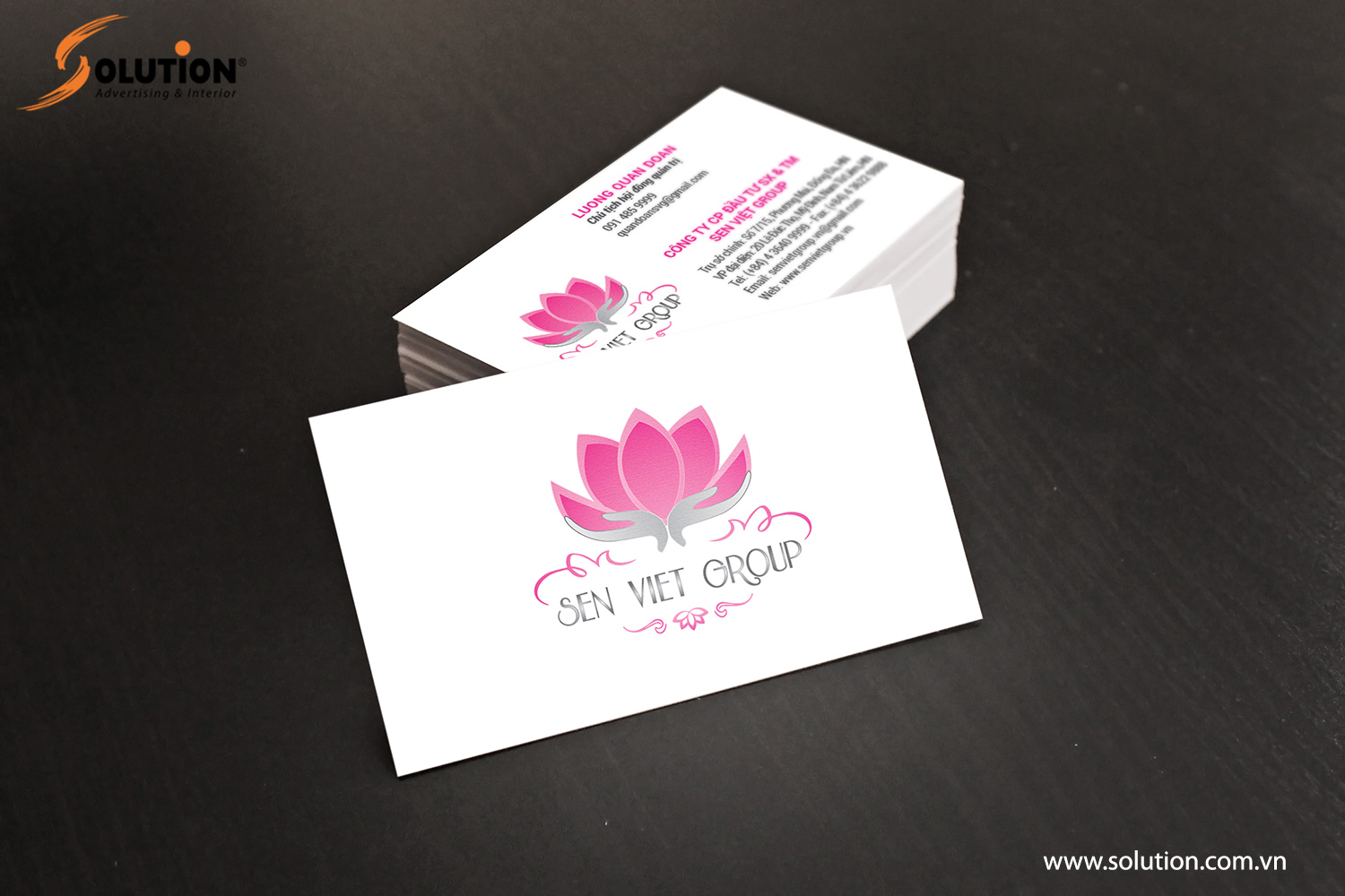 Mẫu thiết kế name-card công ty trong bộ nhận diện thương hiệu Công ty Sen Việt Group