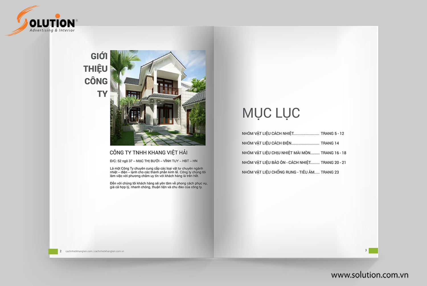 Nội dung trang sản phẩm catalogue Công ty Khang Việt Hải