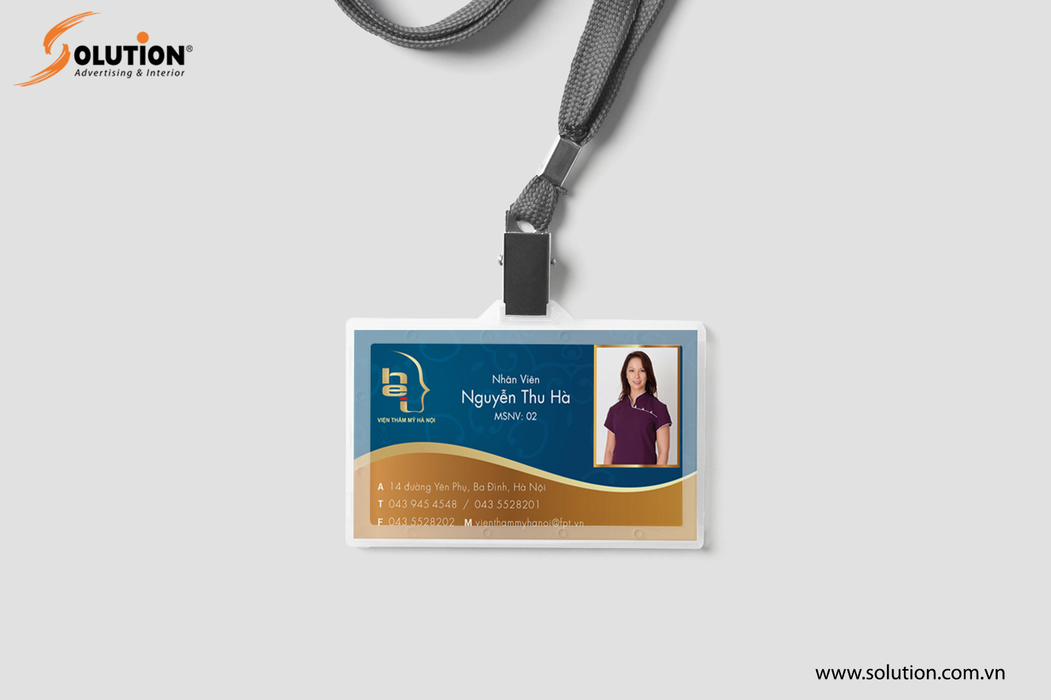 Mẫu thiết kế thẻ nhân viên trong thiết kế bộ nhận diện thương hiệu Thẩm mỹ viện Hà Nội