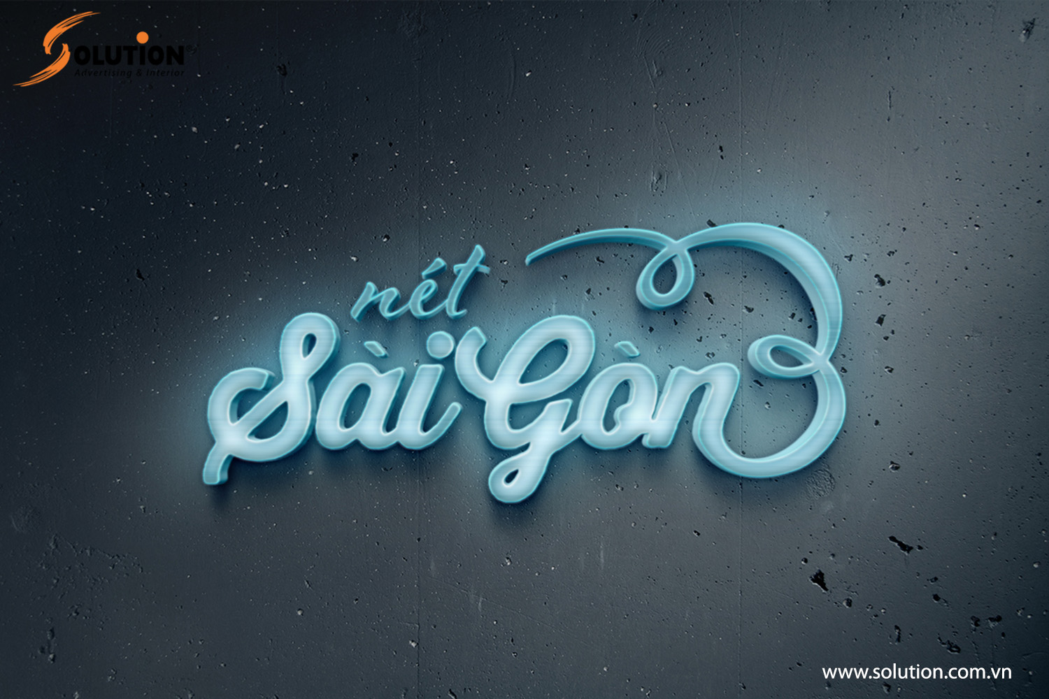 Phối cảnh logo trong thiết kế bộ nhận diện thương hiệu nhà hàng Nét Sài Gòn