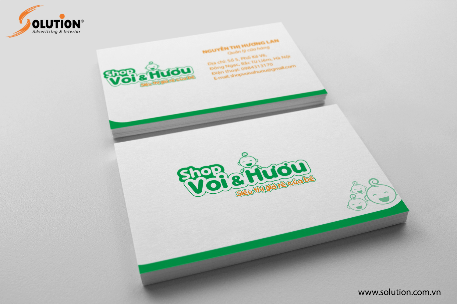 Mẫu thiết kế name-card trong bộ nhận diện thương hiệu Shop Voi & Huơu
