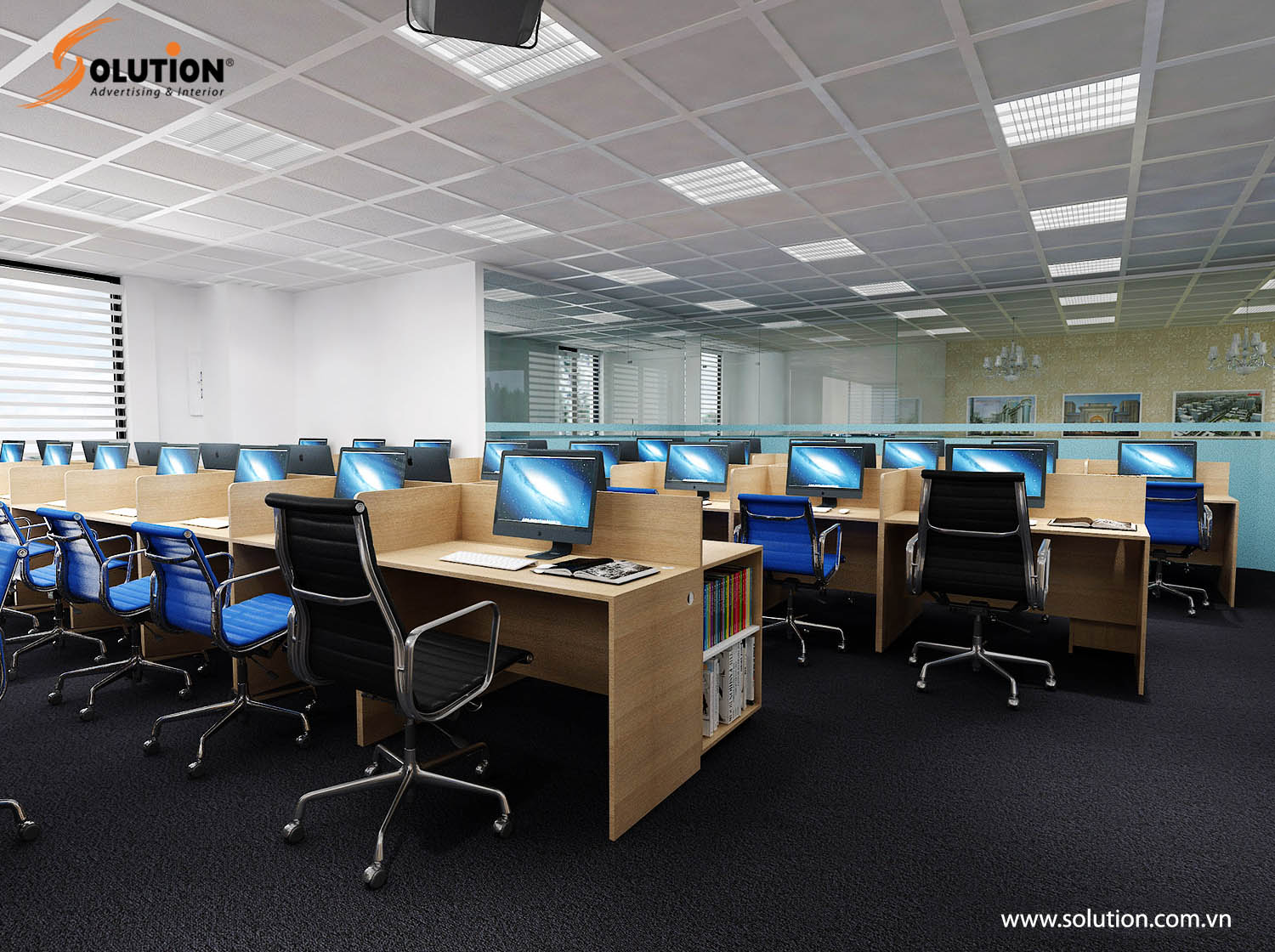 Thiết kế nội thất văn phòng sàn bất động sản QueenLand