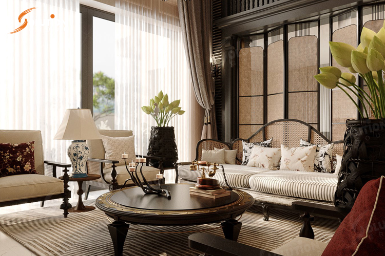 Phòng khách phong cách Indochine