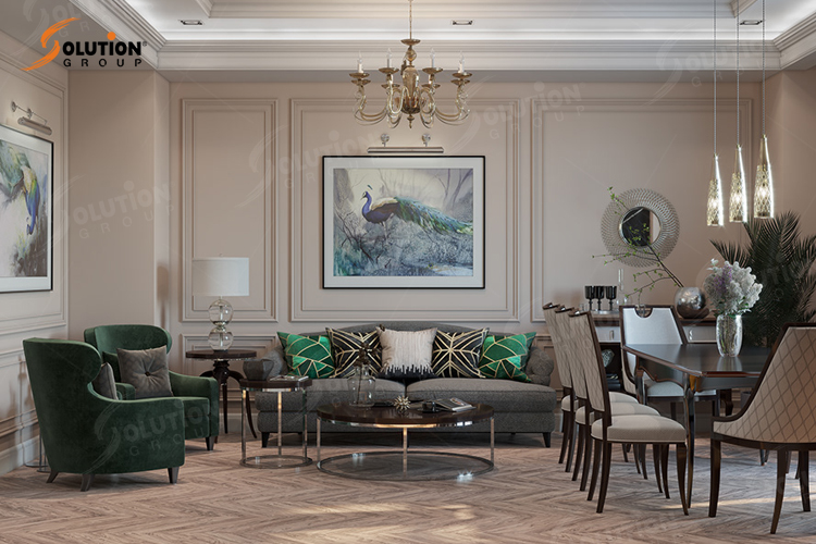 Phòng khách tân cổ điển hiện đại