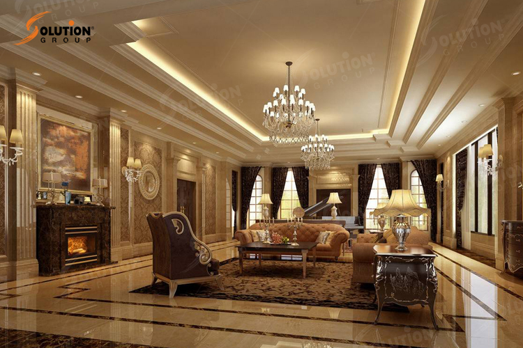 Phòng khách biệt thự tân cổ điển