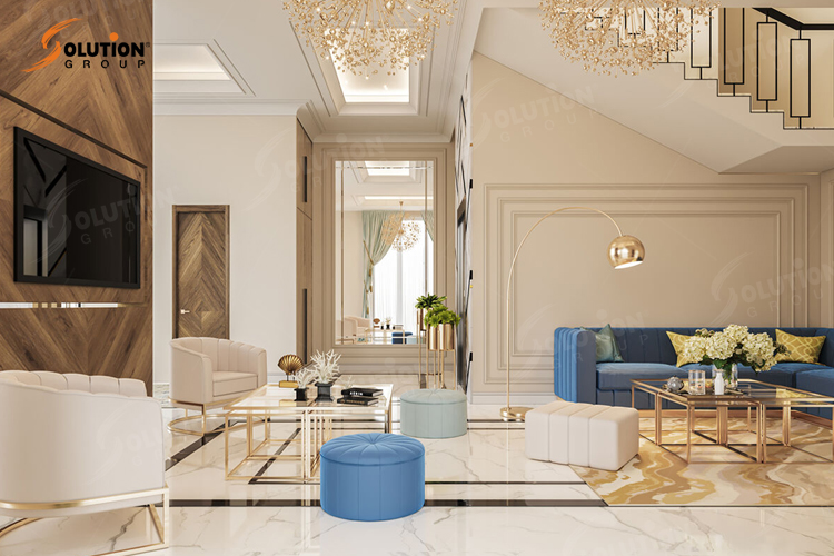 Thiết kế căn hộ Sky Villa phong cách Tân cổ điển