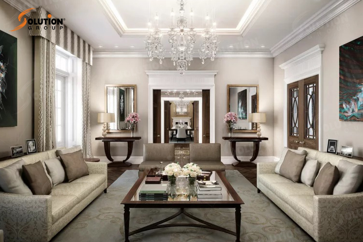 Thiết kế nội thất phòng khách phong cách Art Deco