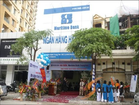 Hình ảnh nội thất ngân hàng Maritime do công ty Solution thiết kế và thi công.