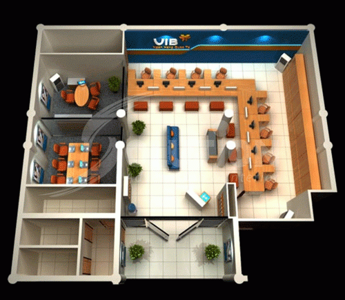 Bản thiết kế nội thất ngân hàng