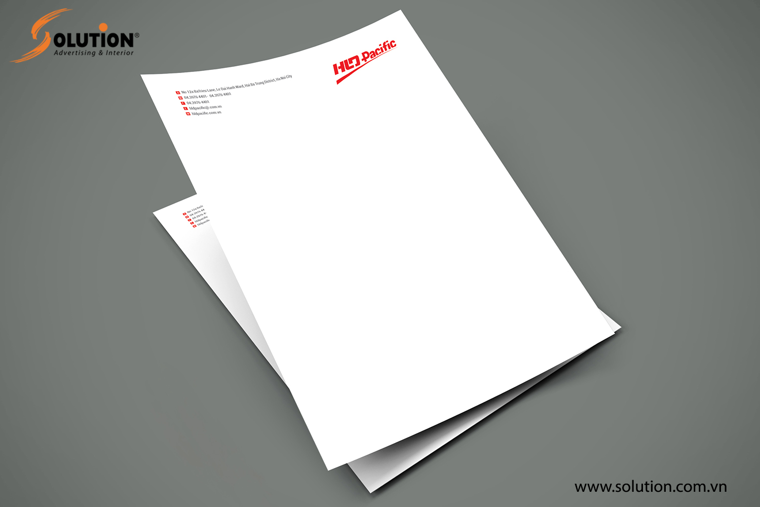 Hình ảnh mẫu thiết kế tiêu đề thư trong bộ nhận diện thương hiệu Công ty HLD Pacific