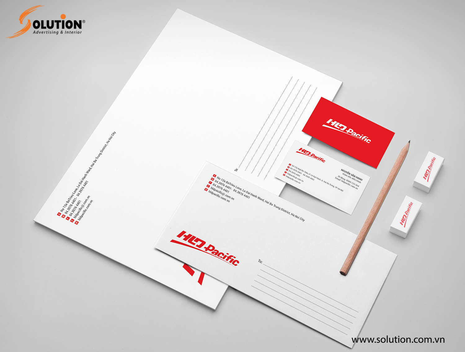 Tổng thể thiết kế bộ nhận diện thương hiệu Công ty TNHH HLD Pacific